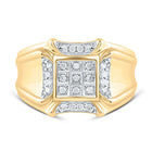 10K Yellow Gold Round Diamond Mens Cluster Ring 1/4 Cttw - Splendid Jewellery