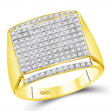 Load image into Gallery viewer, 10K Yellow Gold Round Diamond Mens Cluster Ring 3/8 Cttw - Splendid Jewellery