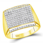 10K Yellow Gold Round Diamond Mens Cluster Ring 3/8 Cttw - Splendid Jewellery