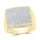 10K Yellow Gold Round Diamond Mens Cluster Ring 3/8 Cttw - Splendid Jewellery