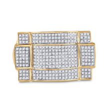 Load image into Gallery viewer, 10K Yellow Gold Round Diamond Mens Contoured Rectangle Cluster Ring 1/2 Cttw - Splendid Jewellery