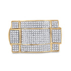 10K Yellow Gold Round Diamond Mens Contoured Rectangle Cluster Ring 1/2 Cttw - Splendid Jewellery