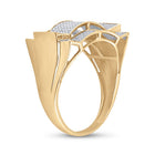 10K Yellow Gold Round Diamond Mens Contoured Rectangle Cluster Ring 1/2 Cttw - Splendid Jewellery