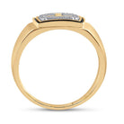 10K Yellow Gold Round Diamond Mens Cross Band Ring . 0.02 Cttw - Splendid Jewellery