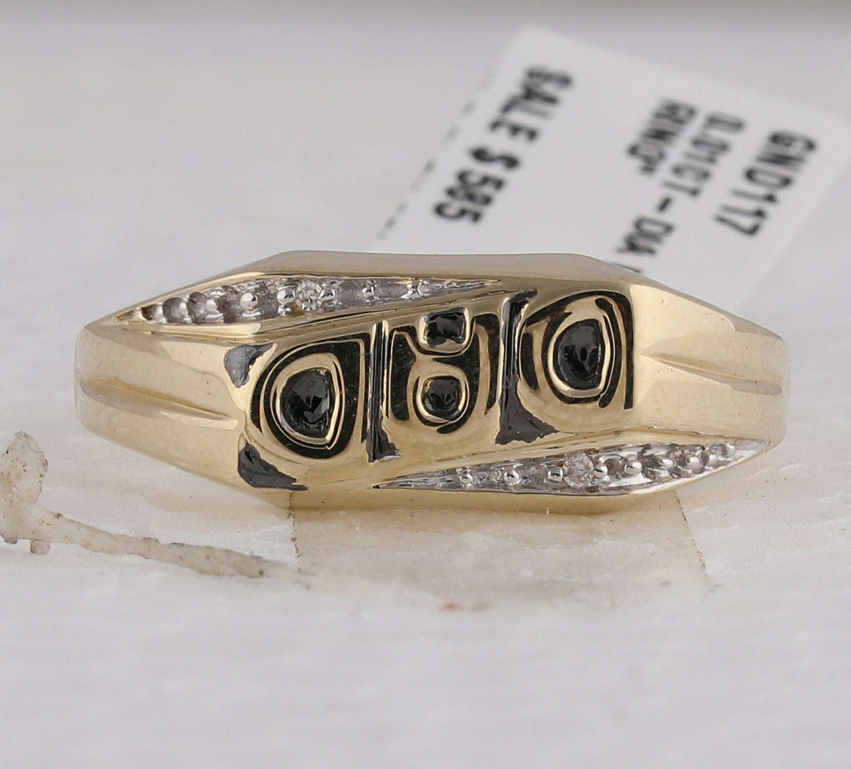 10K Yellow Gold Round Diamond Mens Dad Father Band Ring . 0.01 Cttw - Splendid Jewellery