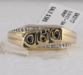 10K Yellow Gold Round Diamond Mens Dad Father Band Ring . 0.01 Cttw - Splendid Jewellery