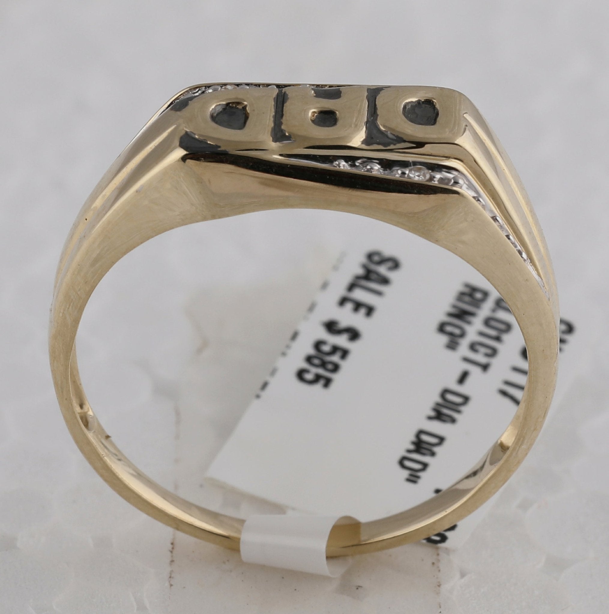 10K Yellow Gold Round Diamond Mens Dad Father Band Ring . 0.01 Cttw - Splendid Jewellery
