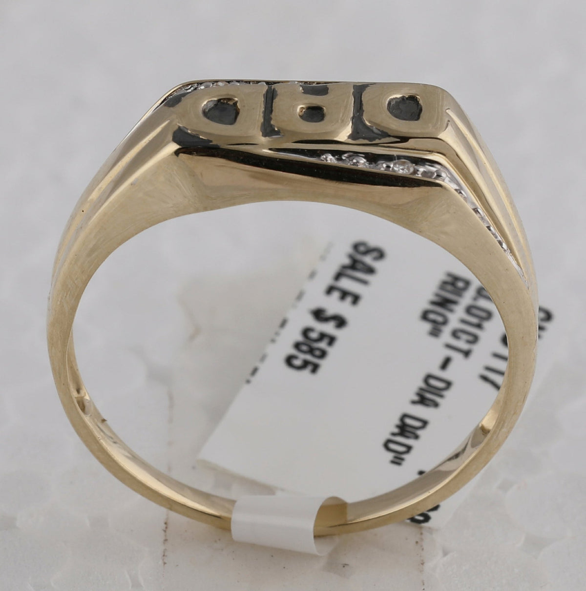 10K Yellow Gold Round Diamond Mens Dad Father Band Ring . 0.01 Cttw - Splendid Jewellery