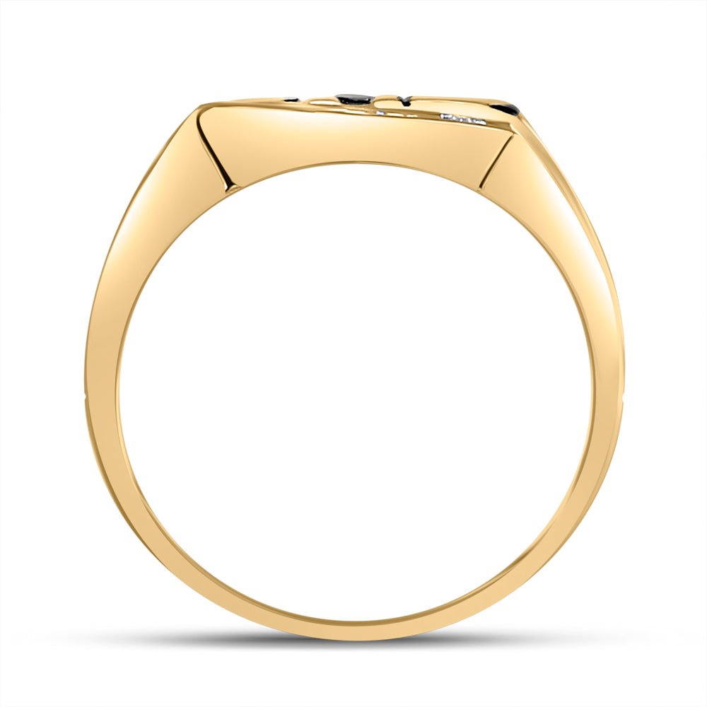 10K Yellow Gold Round Diamond Mens Dad Father Ring . 0.01 Cttw - Splendid Jewellery