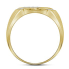 10K Yellow Gold Round Diamond Mens Diagonal Square Cluster Ring 1/3 Cttw - Splendid Jewellery