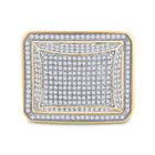 10K Yellow Gold Round Diamond Mens Domed Square Cluster Ring 1 Cttw - Splendid Jewellery