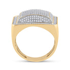 10K Yellow Gold Round Diamond Mens Domed Square Cluster Ring 1 Cttw - Splendid Jewellery
