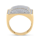 10K Yellow Gold Round Diamond Mens Domed Square Cluster Ring 1 Cttw - Splendid Jewellery