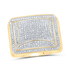 10K Yellow Gold Round Diamond Mens Domed Square Cluster Ring 1 Cttw - Splendid Jewellery