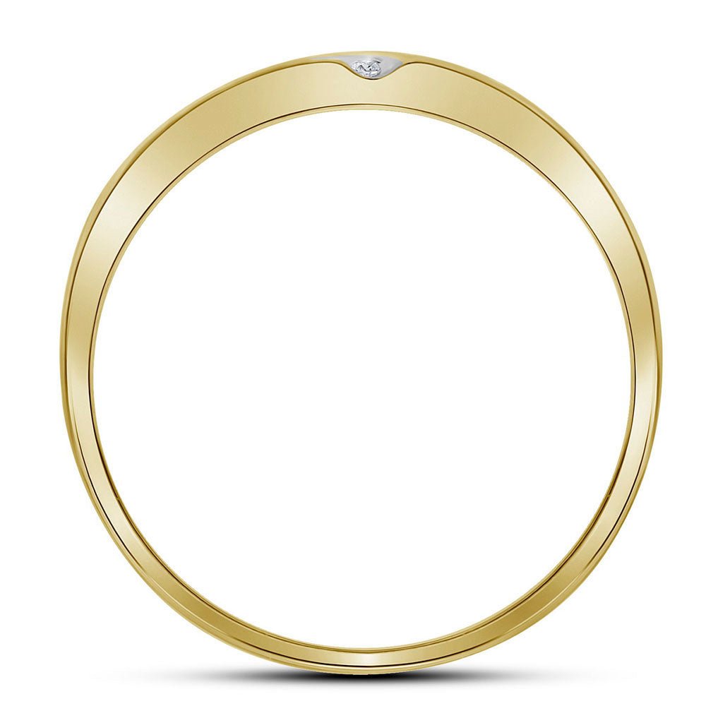 10K Yellow Gold Round Diamond Men's Double Row Slender Wedding Band 1/8 Cttw - Splendid Jewellery