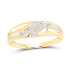 10K Yellow Gold Round Diamond Men's Double Row Slender Wedding Band 1/8 Cttw - Splendid Jewellery
