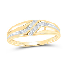 Load image into Gallery viewer, 10K Yellow Gold Round Diamond Men's Double Row Slender Wedding Band 1/8 Cttw - Splendid Jewellery