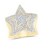 10K Yellow Gold Round Diamond Mens Fashion Statement Star Ring 7/8 Cttw - Splendid Jewellery