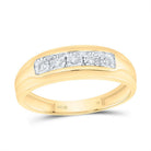 10K Yellow Gold Round Diamond Men's Illusion Set Wedding Band Ring 1/10 Cttw - Splendid Jewellery
