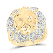 Load image into Gallery viewer, 10K Yellow Gold Round Diamond Mens Lion Mane Cluster Ring 5/8 Cttw - Splendid Jewellery