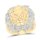 10K Yellow Gold Round Diamond Mens Lion Mane Cluster Ring 5/8 Cttw - Splendid Jewellery