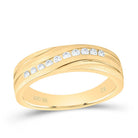 10K Yellow Gold Round Diamond Men's Machine Set Wedding Channel Band Ring 1/4 Cttw - Splendid Jewellery
