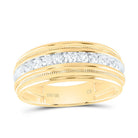 10K Yellow Gold Round Diamond Men's Milgrain Ridged Wedding Anniversary Band Ring 1/2 Cttw - Splendid Jewellery