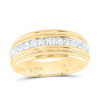 10K Yellow Gold Round Diamond Men's Milgrain Ridged Wedding Anniversary Band Ring 1/2 Cttw - Splendid Jewellery