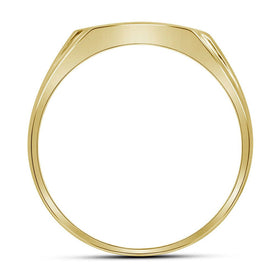10K Yellow Gold Round Diamond Mens Pave - Set Square Cluster Ring 1/4 Cttw - Splendid Jewellery