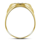 10K Yellow Gold Round Diamond Mens Prong - Set Oval Cluster Ring 1/4 Cttw - Splendid Jewellery