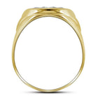 10K Yellow Gold Round Diamond Mens Prong - Set Oval Cluster Ring 1/4 Cttw - Splendid Jewellery