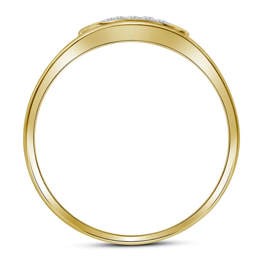 10K Yellow Gold Round Diamond Mens Prong - Set Square Cluster Ring 1/4 Cttw - Splendid Jewellery