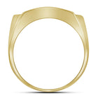 10K Yellow Gold Round Diamond Mens Rectangle Arched Cluster Ring 1/2 Cttw - Splendid Jewellery