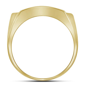 10K Yellow Gold Round Diamond Mens Rectangle Arched Cluster Ring 1/2 Cttw - Splendid Jewellery