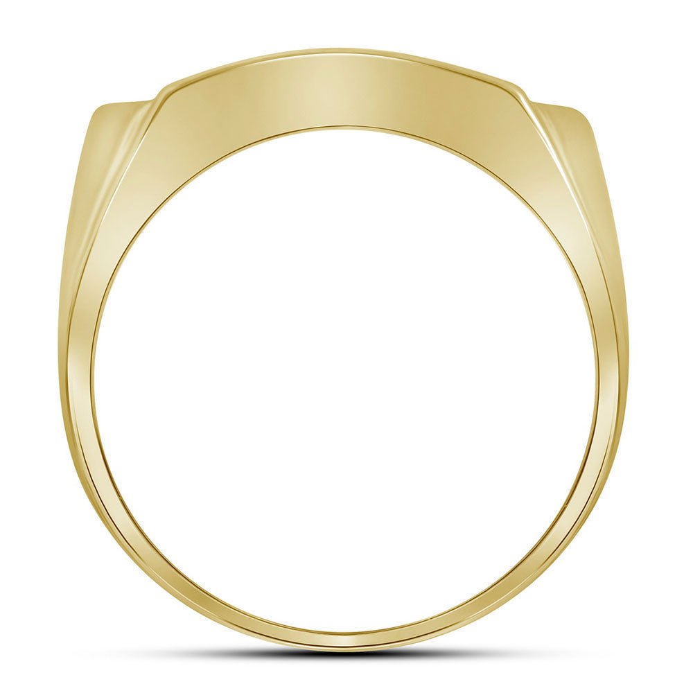 10K Yellow Gold Round Diamond Mens Rectangle Arched Cluster Ring 1/2 Cttw - Splendid Jewellery