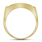 10K Yellow Gold Round Diamond Mens Rectangle Arched Cluster Ring 1/2 Cttw - Splendid Jewellery