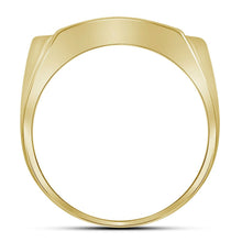 Load image into Gallery viewer, 10K Yellow Gold Round Diamond Mens Rectangle Arched Cluster Ring 1/2 Cttw - Splendid Jewellery