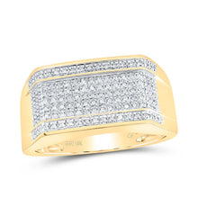 Load image into Gallery viewer, 10K Yellow Gold Round Diamond Mens Rectangle Band Ring 1/5 Cttw - Splendid Jewellery