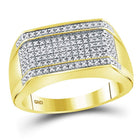 10K Yellow Gold Round Diamond Mens Rectangle Band Ring 1/5 Cttw - Splendid Jewellery