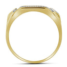 10K Yellow Gold Round Diamond Mens Rectangle Cluster Ring 1/2 Cttw - Splendid Jewellery