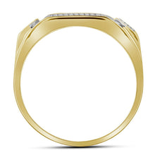 Load image into Gallery viewer, 10K Yellow Gold Round Diamond Mens Rectangle Cluster Ring 1/2 Cttw - Splendid Jewellery