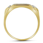 10K Yellow Gold Round Diamond Mens Rectangle Cluster Ring 1/2 Cttw - Splendid Jewellery