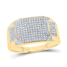 Load image into Gallery viewer, 10K Yellow Gold Round Diamond Mens Rectangle Cluster Ring 1/2 Cttw - Splendid Jewellery