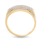 10K Yellow Gold Round Diamond Mens Rectangle Cluster Ring 1/3 Cttw - Splendid Jewellery