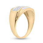 10K Yellow Gold Round Diamond Mens Rectangle Cluster Ring 1/3 Cttw - Splendid Jewellery