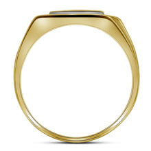 Load image into Gallery viewer, 10K Yellow Gold Round Diamond Mens Rectangle Cluster Ring 1/4 Cttw - Splendid Jewellery