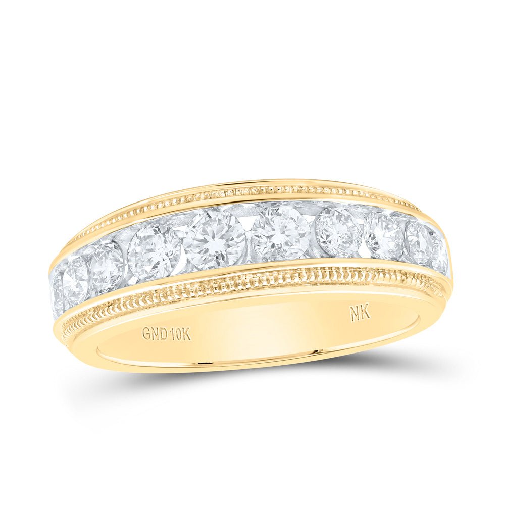 10K Yellow Gold Round Diamond Mens Ring 1 1/2 Cttw - Splendid Jewellery