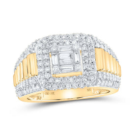 10K Yellow Gold Round Diamond Mens Ring 1 1/2 Cttw - Splendid Jewellery