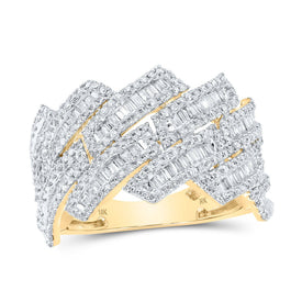 10K Yellow Gold Round Diamond Mens Ring 1 5/8 Cttw - Splendid Jewellery