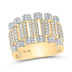 10K Yellow Gold Round Diamond Mens Ring 1 5/8 Cttw - Splendid Jewellery